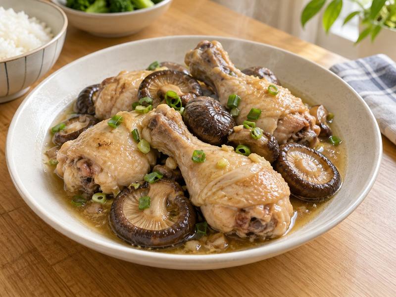 Illustration of Steamed drumsticks w/ mushrooms
