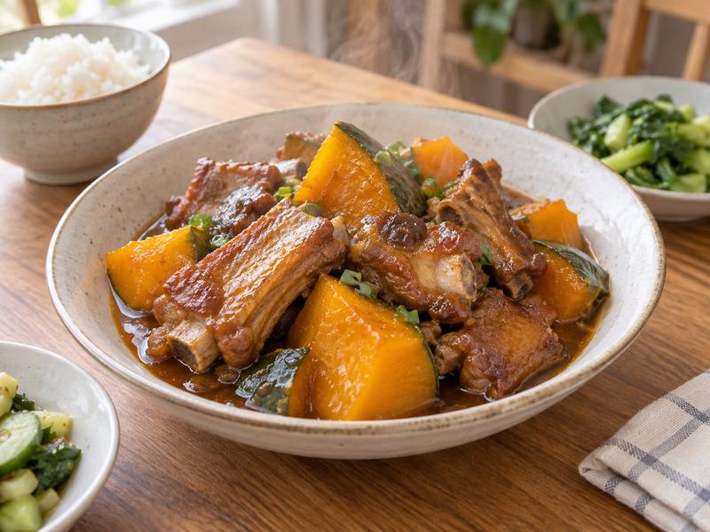 Illustration of Pork ribs w/ pumpkin