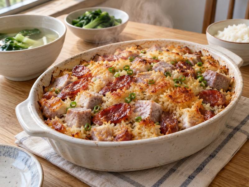 Illustration of Taro & Chinese sausage baked rice