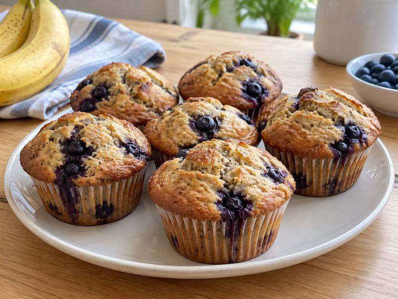 Illustration of Banana blueberry muffins